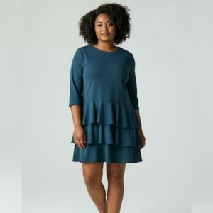 Eliza J Tiered Hunter Green Cocktail Mini Dress Size 20W